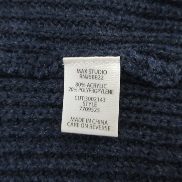 Max Studio Open Front Cardigan Duster Sweater Size Large Navy Blue Lace Up Back - Picture 5 of 6